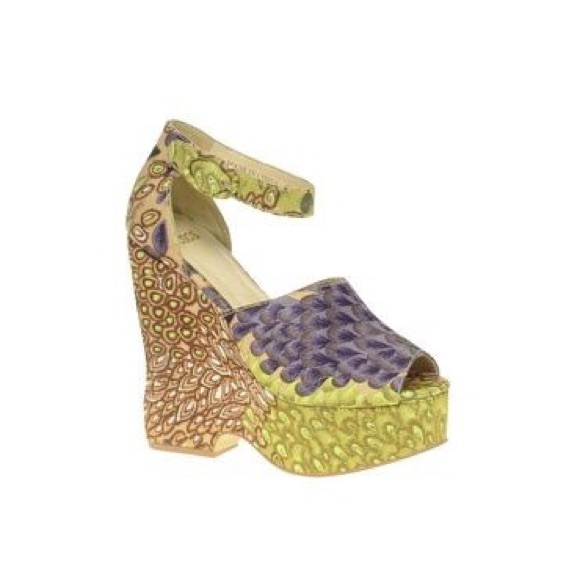 ASOS 'Hamilton' Peacock Print Wedge US 6 EUC - Picture 8 of 8